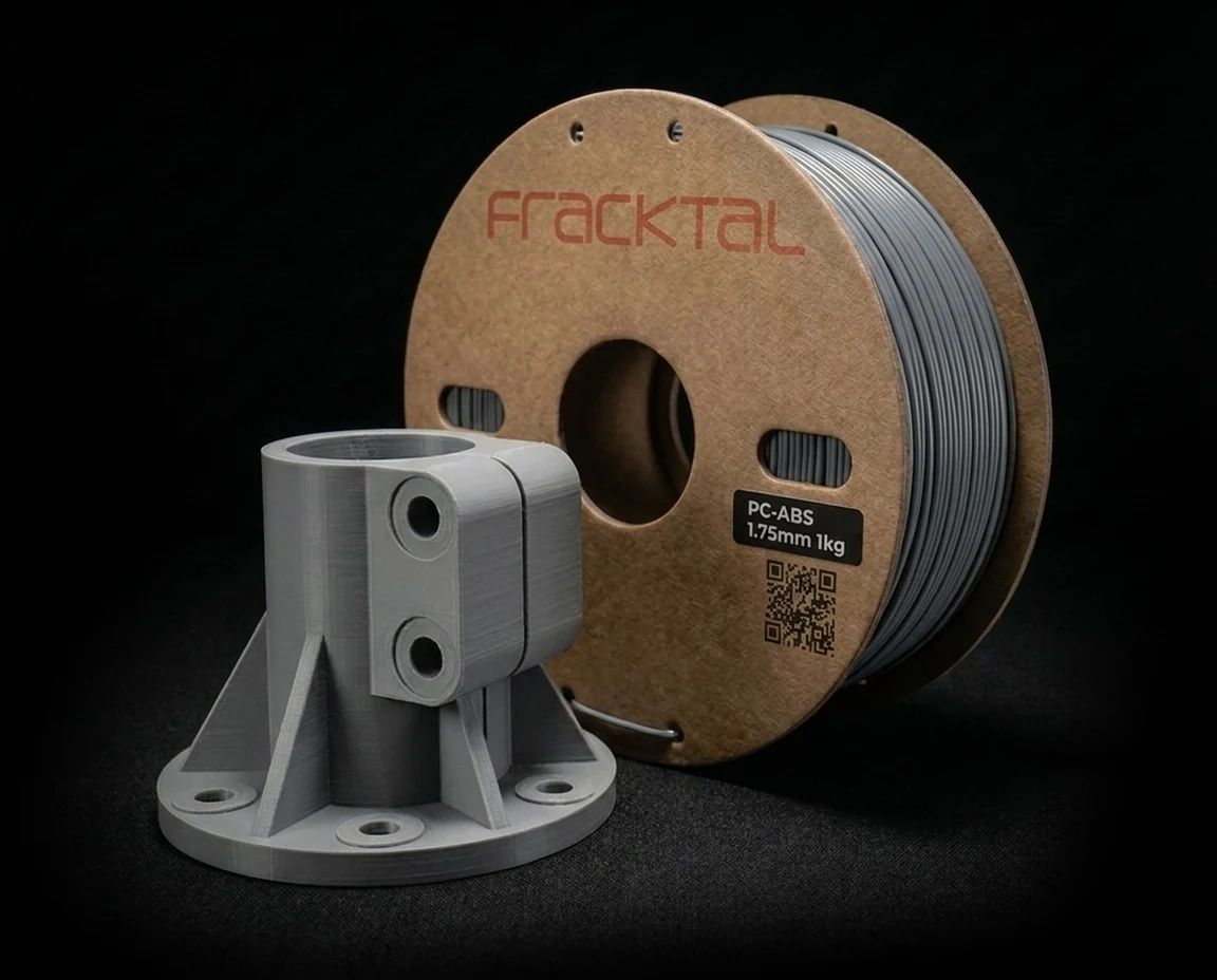 PC-ABS filament spool with a 3D-printed part