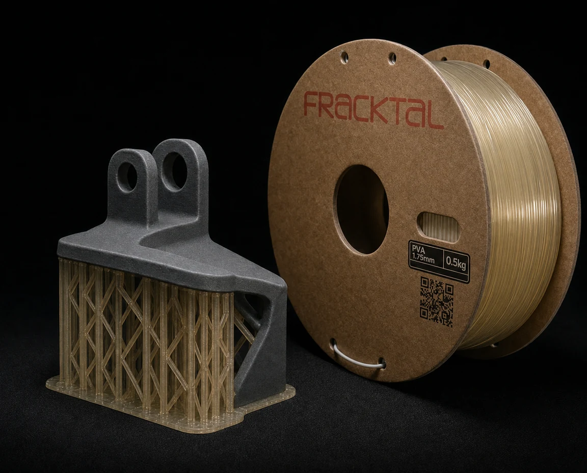 PVA support filament spool with a dissolvable lattice print